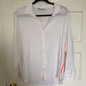 Zara Button Up Shirt with Neon Accents